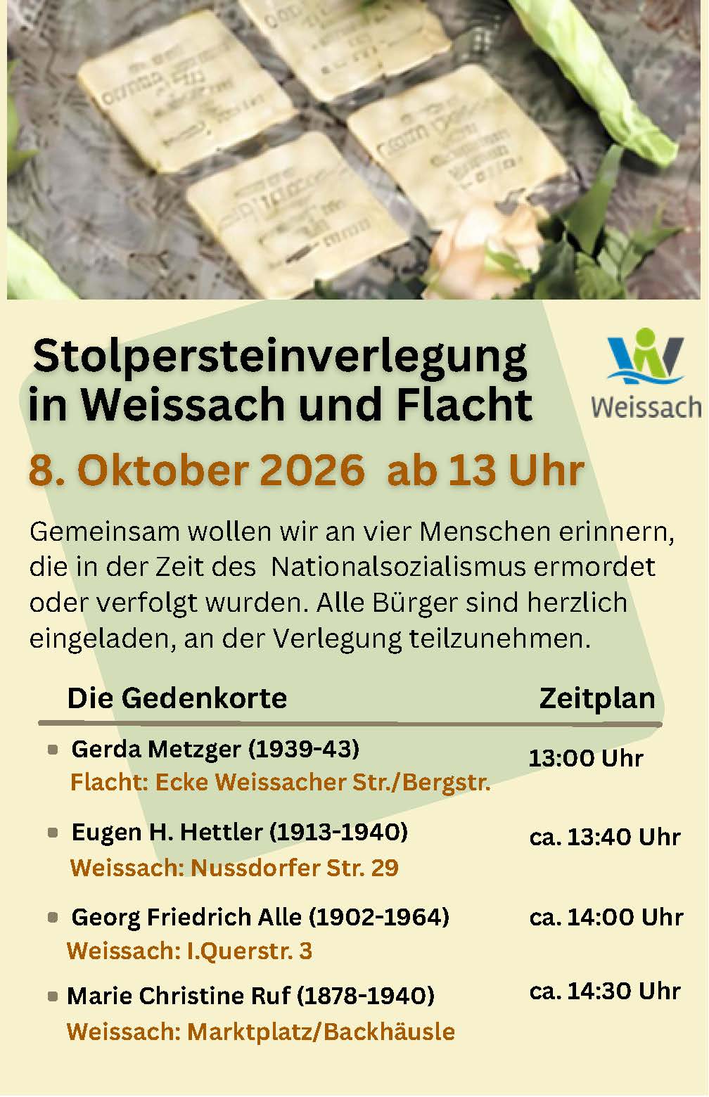 Anzeige-klein - Stolpersteine (84 x 130 mm)